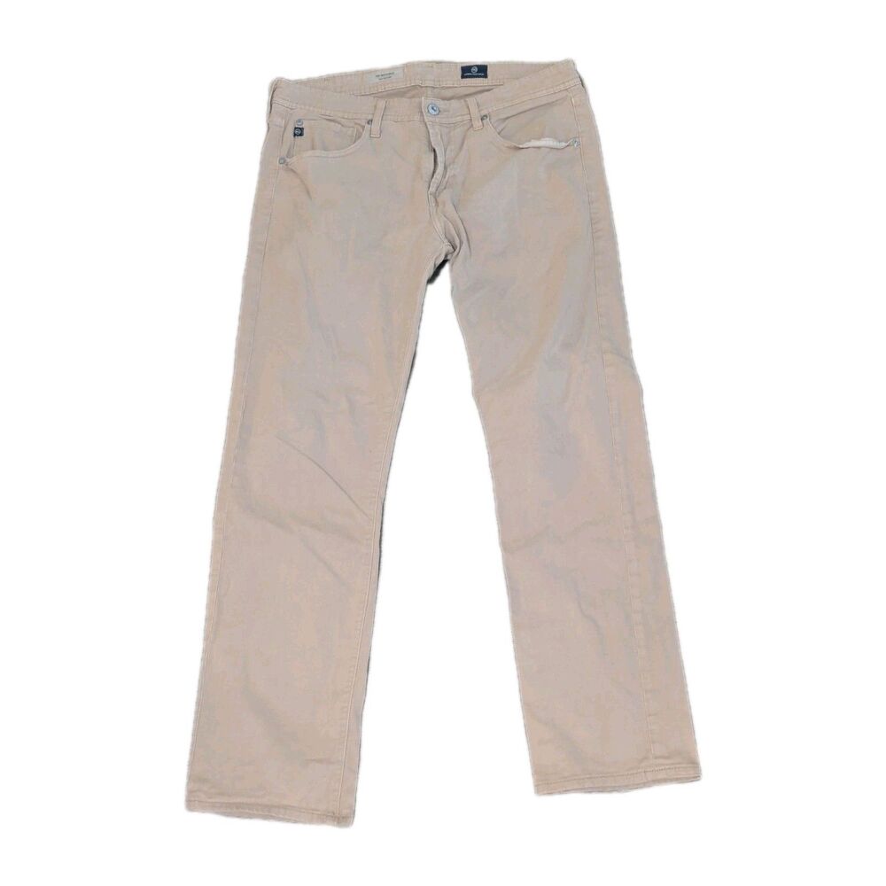AG Adriano Goldschmied Pants Womens 33 Beige The Matchstick Slim Straight Chino